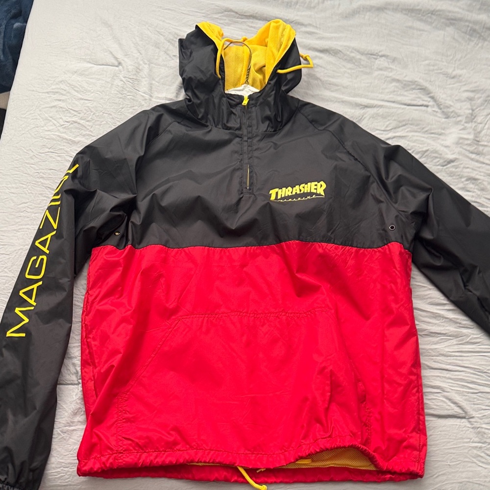Thrasher Black and Red Jacket with Yellow Highlights